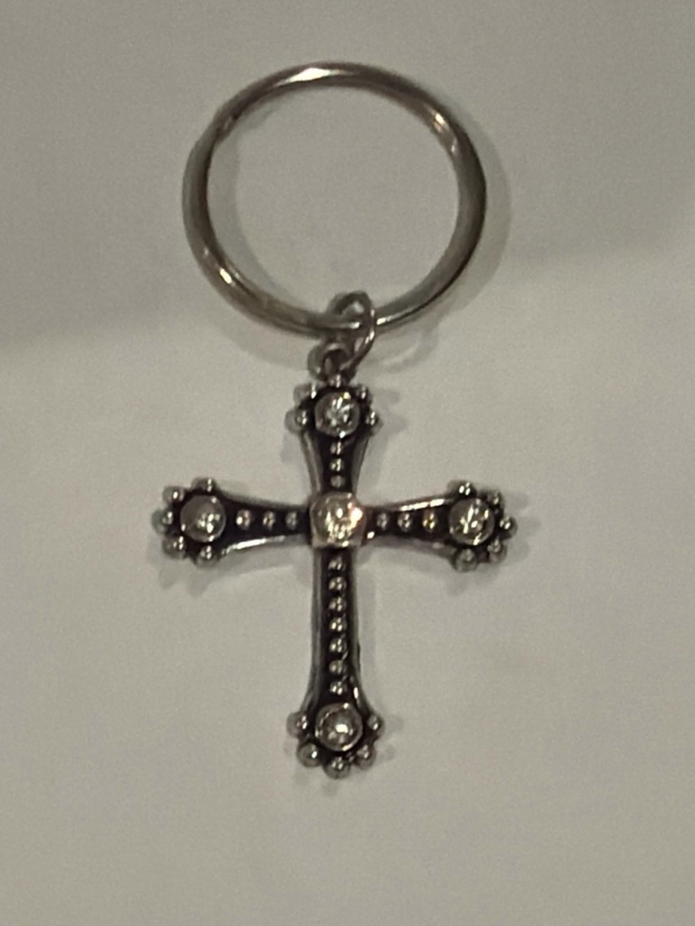 Silver Cross Keychain with Crystal Accents - Unbranded